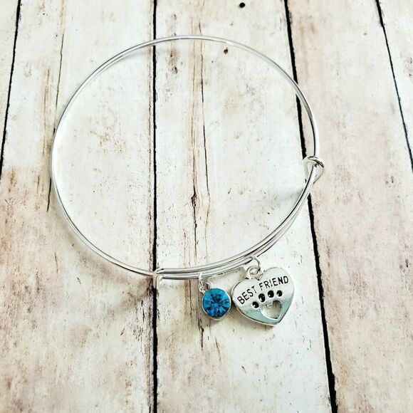 Best Friend Paw Print Charm Bracelet - Picture 1 of 11